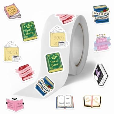 Imagem de 500 pçs rolo de adesivos de livros para Kindle 10 estilos Envelope selos adesivos para ler decalques para adultos adesivos engraçados para scrapbooks, garrafa de água, leitor de diário, caixas de