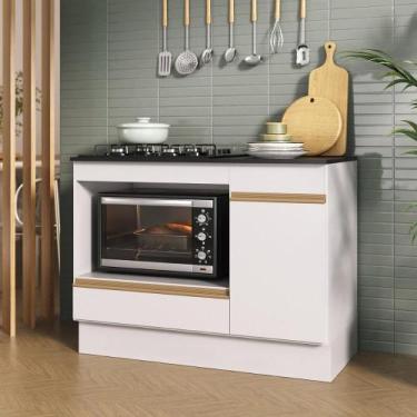 Imagem de Balcão Cozinha para Cooktop e Forno 105cm 1 Porta 1 Gaveta com Rodapé 