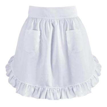 Imagem de Fxzqgnh de Cintura, Meio, Macio, Fofo, Leve, Moderno, com Bolsos, Acessórios de Cozinha para Floricultura, Garçonete, Cozinha, Panificação, Branco, Tamanho real