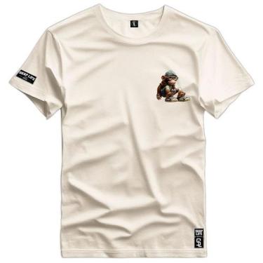 Imagem de Camiseta Coleção The Monkeys PQ Macaco Nerd Shap Life, M, Off white