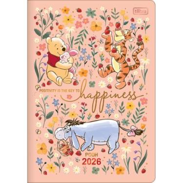 Imagem de Tilibra - Planner Grampeado 17,8 x 25,4 cm Pooh 90 G 2026 - Fundo Rosé - Happiness
