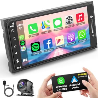 Imagem de Rádio estéreo automotivo para Toyota 4Runner 2003-2009, Tundra 2003-2006, para Sequoia 2003-2007, compatível com Carplay e Android Auto, Bluetooth e controle de voz, câmera reserva e controle de