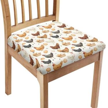 Imagem de Kuiaobaty Capas de assento de galo rústicas para cadeiras de sala de jantar, capas de assento elásticas removíveis, laváveis, para sala de jantar, cozinha, conjunto de 6