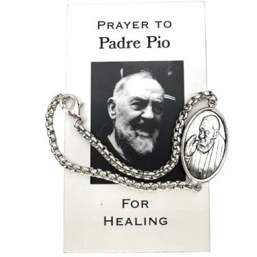 Imagem de Westmon Works Conjunto de pulseiras St Pio com cartão de oração de santo católico