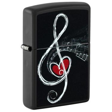 Imagem de Zippo Isqueiro de bolso Love Clef Design preto fosco