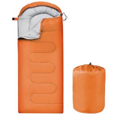 Imagem de OBTANIM Sacos de Dormir Portátil Impermeável Espessado Camping Saco de Dormir para Adultos Crianças 4 Estações Clima Frio ou Quente Mochilão, Caminhadas, Montanhismo, Uso Interno e Exterior (Laranja)