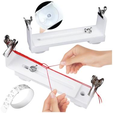 Imagem de EHERDM 2 peças de pulseiras com ventosas ajustáveis de tricô à mão com 2 clipes e pulseira, corda em forma de U, paracord para mesa, ferramentas de trança DIY para pulseiras, colares