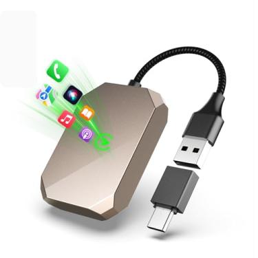 Imagem de AuroraLink - Adaptador sem fios CarPlay 2025 para Apple - 5,8 GHz de latência zero rápida WiFi-Bluetooth, chip inteligente USB tipo C/A Plug and Play para iPhone iOS 10 / Android Auto, mais de 1000