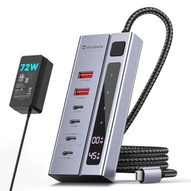 Imagem de Minisopuru Hub USB C alimentado – suporta carregamento máximo de 45 W, transferência de dados de 10 Gbps, hub USB C 6 em 1 com adaptador de alimentação de 72 W, compatível com Meta Quest Pro, Steam