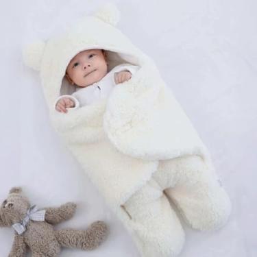 Imagem de Saco de dormir Bebê com Capuz Casulo Cobertor Enroladinho Sweddle Conforto Estilo Ursinho Sherpa (Cinza, 3 a 6 Meses)