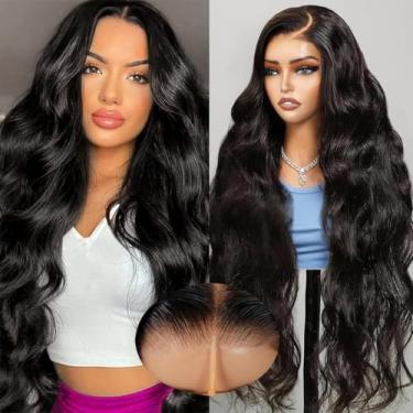 Imagem de Perucas de cabelo humano ondulado 7 x 5 sem cola, pré-cortado, pré-cortado, HD, 66 cm, ondulado corporal, peruca frontal com 200% de densidade para iniciantes