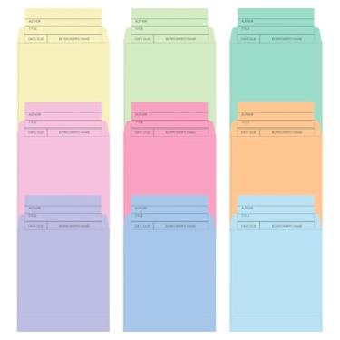 Imagem de Whaline 180 bolsos para biblioteca e cartões de check-out, 9 cores pastel, cartões de notas para data de vencimento, envelopes autoadesivos coloridos para sala de aula, escritório, biblioteca pública