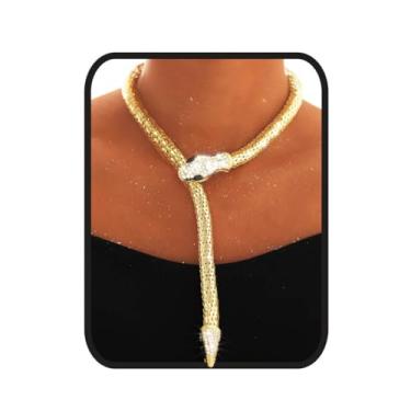 Imagem de Blindery Colar de cobra dobrável Medusa para fantasia de animal gargantilha para boate de Halloween, Zinco, Strass