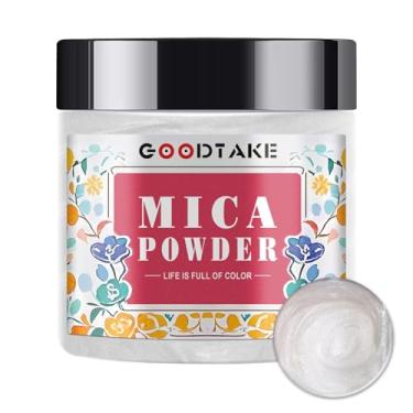 Imagem de GOODTAKE Pó de mica branco pérola | Pigmento de cor de resina epóxi | Pigmento de cor perolado | Pó de mica para resina epóxi - para fazer sabão, esmalte de unha, geleca e vela (branco pérola, 113 g)