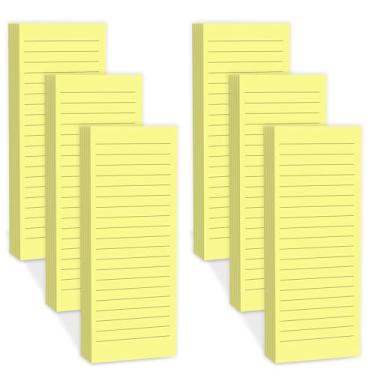 Imagem de Blocos de notas magnéticos para geladeira com ímã completo na parte de trás, 180 folhas de bloco de notas de geladeira com forro amarelo, 30 folhas por bloco para lista de compras, escritório, casa