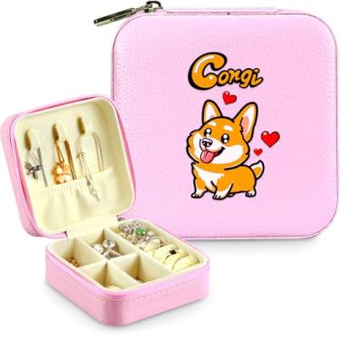 Imagem de BJDAMAI Caixa de joias, presentes Corgi para adolescentes meninas crianças 6 7 8 9 10 11 12, Corgi Lovers Stuff Items Accessories Things Decor, anel de viagem brincos colar organizador titular!