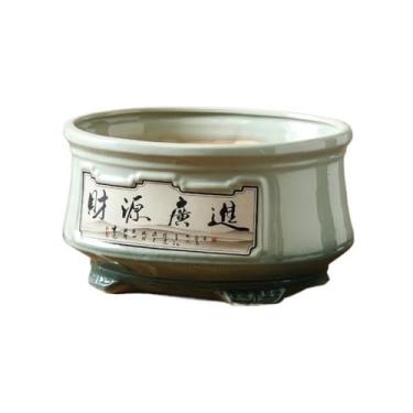 Imagem de Vasos de plantas Vaso de bonsai para orquídea chinesa oval pintado grande calibre com furo drenagem(Médio)
