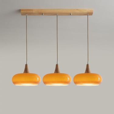 Imagem de Lâmpada Pingente De Vidro De Leite Nordic Cluster Light Warehouse Orange Glass Mid Century Modern Chandelier Drum Light Fixture Vintage Farmhouse Ceiling Pendant Lamp, Orange, Circular