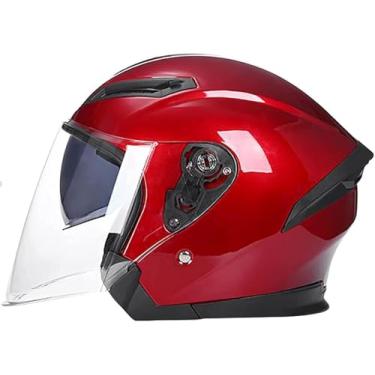 Imagem de Capacete De Motocicleta Vitage Meio Capacete 3/4 Jet Capacete Estilo Retro Com Viseira Dupla Capacetes Abertos Para Motocicleta Meio-capacete Ece Dot Homologado, E, XL=60-61CM