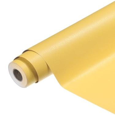Imagem de HARFINGTON Papel de parede de PVC 55 cm x 500 cm à prova d'água autoadesivo decorativo para contato papel de vinil fosco removível para móveis de armário de cozinha, quarto, amarelo-limão