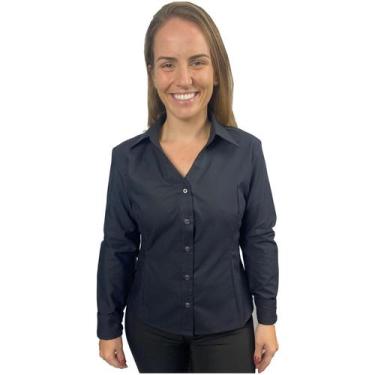 Imagem de Camisete Social Feminino Acinturado Manga Longa Uniforme Administrativ