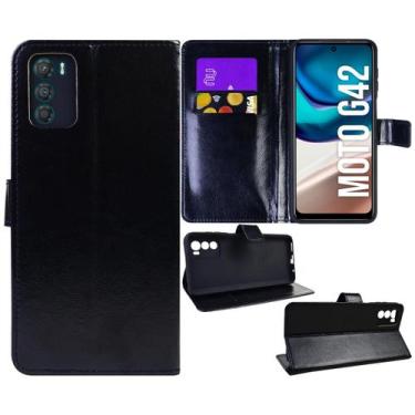 Imagem de Capa Carteira Couro PRETA Compatível Moto G42 XT2233 6.4 - Cell In Pow