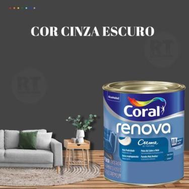 Imagem de Tinta Parede Cinza Renova Acrílica Fosca 800ml - Coral, CINZA ESCURO