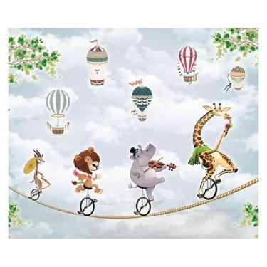 Imagem de Papel de Parede Adesivo Infantil Safari Circo Quarto Menino Menina - 6