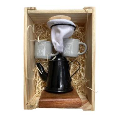 Imagem de Kit De Café Individual Preto E Cinza Demolição Com Engradado - Utensil
