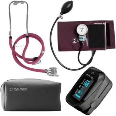 Imagem de Kit Academico Para Fisoterapeuta PAMED Com Oximetro, Vinho