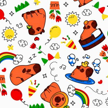 Imagem de TNT Toalha De Mesa 1,40x2 40G Capivara Fundo Branco Mewi