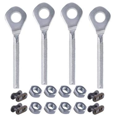 Imagem de CNCMOTOK Ajustador de eixo de corrente de 1 cm, 2 peças de acessórios de corrente de bicicleta com abertura de 13 mm compatíveis com TAOTAO 50cc 70cc 90cc 110cc 125cc 250cc ATV Quad Dirt Bike com 4 peças de elos conectores de corrente 420.