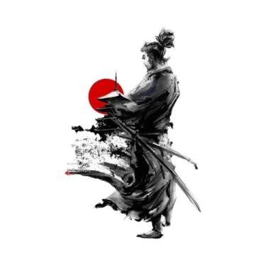 Imagem de Pôsteres De Arte De Parede De Samurai Japonês Moderno, Preto E Branco,
