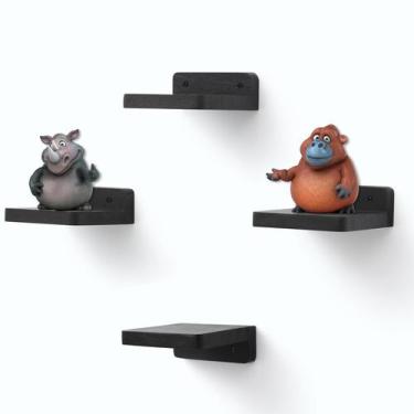 Imagem de Prateleira flutuante NIUBEST Small 10x10 cm, madeira rústica preta, pa