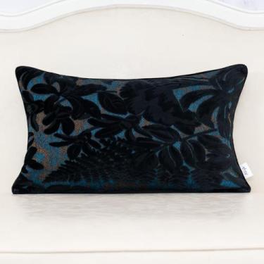 Imagem de Capa de travesseiro Alerfa Black Cut Velvet Maple Leaf 30x50cm
