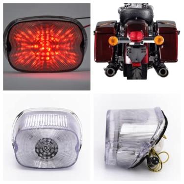 Imagem de Adequado para HARLEY-DAVIDSON Softail Fat Boy; Road Kin; Switchback; Electra Glide; luz traseira de freio LED + seta integraed (estilo 2: lanterna traseira LED + 6 piscas + seta, cor clara)