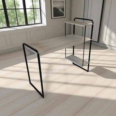 Imagem de Mesa Estante Home Office 2 Prateleiras Realme 110cm Amantea/Preto