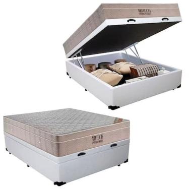 Imagem de Cama Box Baú Casal + Colchão De Molas Ensacadas - AirTech Spring  (138x188x72) - Ortobom 
