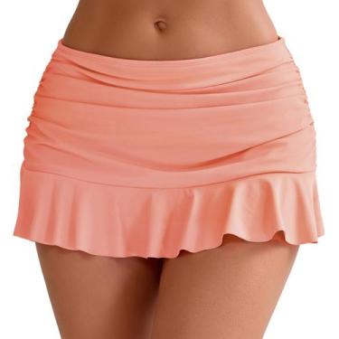 Imagem de Saia de natação e calça de biquíni Halcurt feminina tamanho pêssego ta