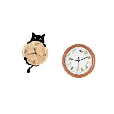 Imagem de Bothyi Relógio de Parede com Pássaro Cantando, Decoração de Parede, Fácil, Leve, Sem Tique-taque, Relógio Pendurado para Escritório, Quarto Infantil,