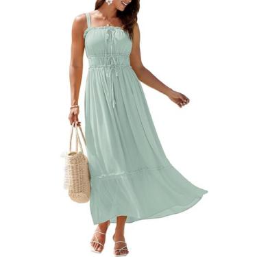 Imagem de Vestido longo GRACE KARIN com alça espaguete com alça espaguete verde 