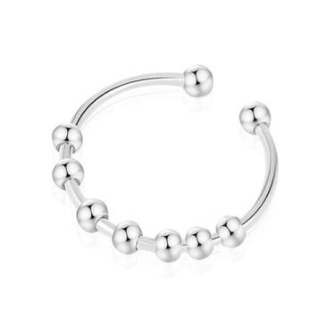 Imagem de Anel de aço inoxidável anti-ansiedade com esferas rotativas - Lightbek