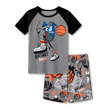 Imagem de Pijama Beezizac Little & Big Boys Grey Basketball Tamanho 10
