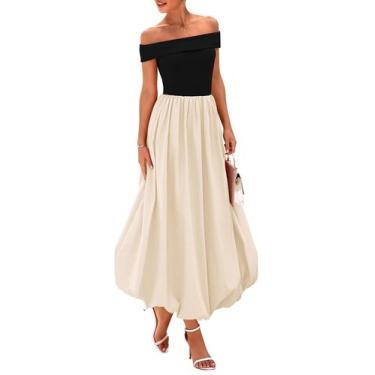 Imagem de Vestido feminino PRETTYGARDEN de verão sem ombro A Line preto