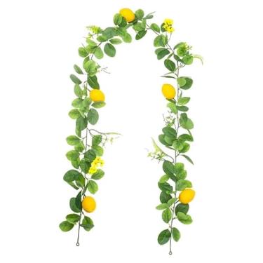 Imagem de XLWLLNJ Guirlanda de limão artificial, guirlanda de flores suspensas, frutas artificiais, flores artificiais, verde para escada, lareira de Páscoa, Style E