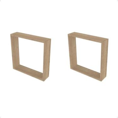 Imagem de Conjunto 2 Peças de Nichos Cubo Decorativos, 40x40x10 cm, Cor Carvalho Mel