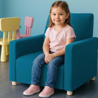 Imagem de Poltrona Infantil Cadeira Sofá Angel Mini Para Crianças Suede Turquesa