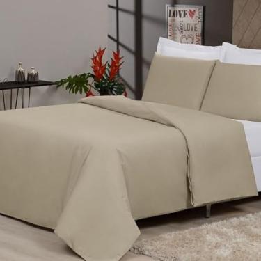 Imagem de Capa Duvet King Zíper 400 Fios Toque Algodão – Lençol Duplo para Edredom Casal Luxo(CAQUI,SOLTEIRO (1,60 X 2,40))