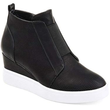 Imagem de Tênis feminino plataforma plataforma plataforma plataforma cano alto salto até o tornozelo, Preto, 8