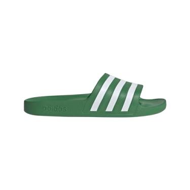 Imagem de adidas Adilette Aqua Slide adulto unissex, Verde/branco/verde pré-amado, 12 Women/11 Men